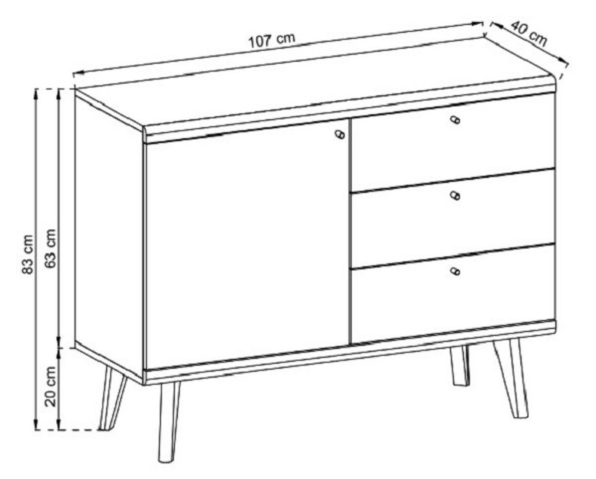 SIDEBOARD Weiß DRIMO Für Fernseher PKSZ107 - Multicolor, Holzwerkstoff (107/83/40cm) - Sepro Meble