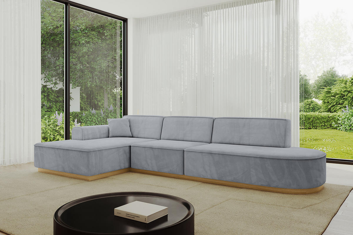 ECKSOFA Ottomane Links IREA-L2-v2 - 327x165x80 cm Grau - Titanfarben, Holzwerkstoff/Textil (327/165cm) - ALTDECOR