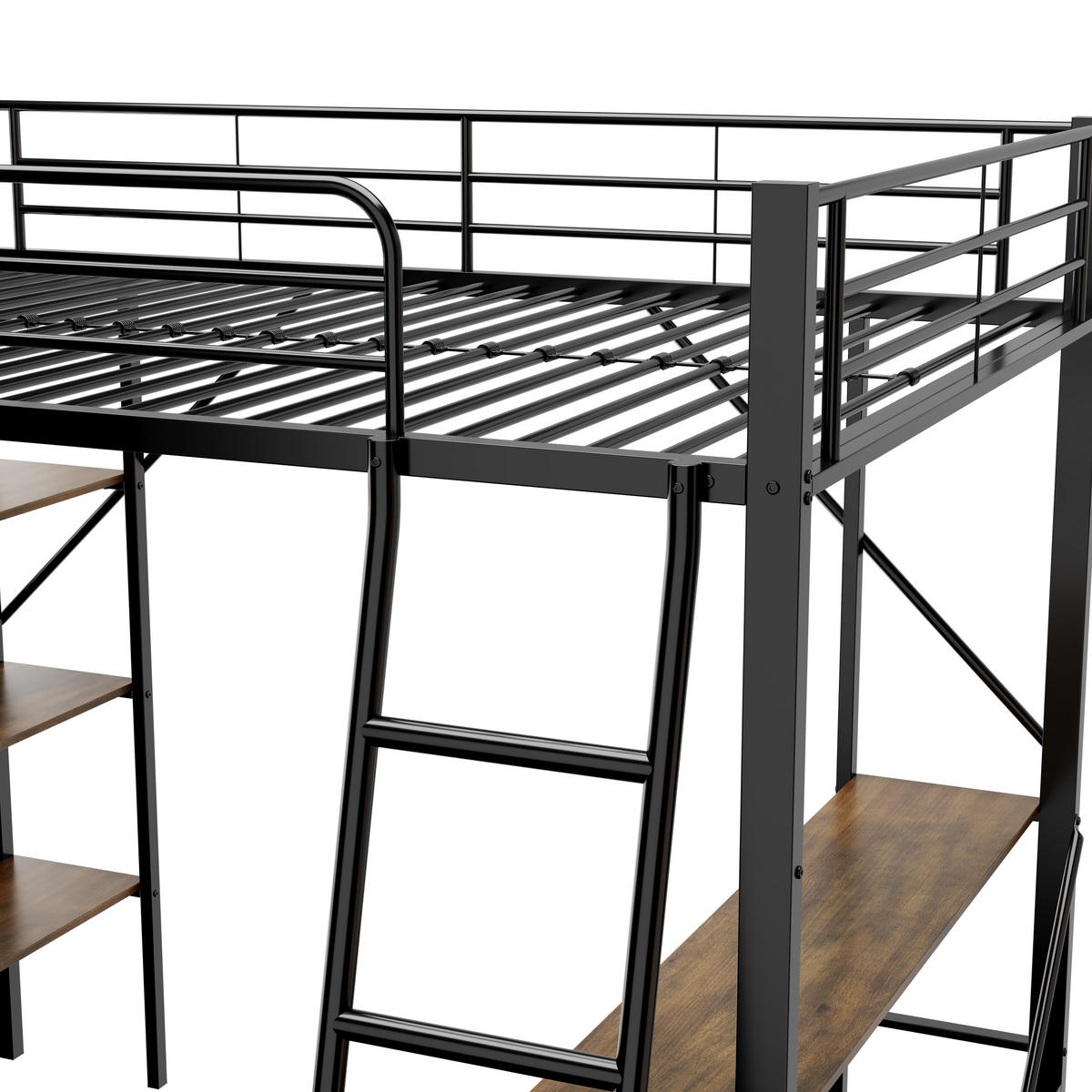 HOCHBETT Schwarz 204,5/149/180,5 cm - Schwarz, Holzwerkstoff/Metall - Urban Meuble