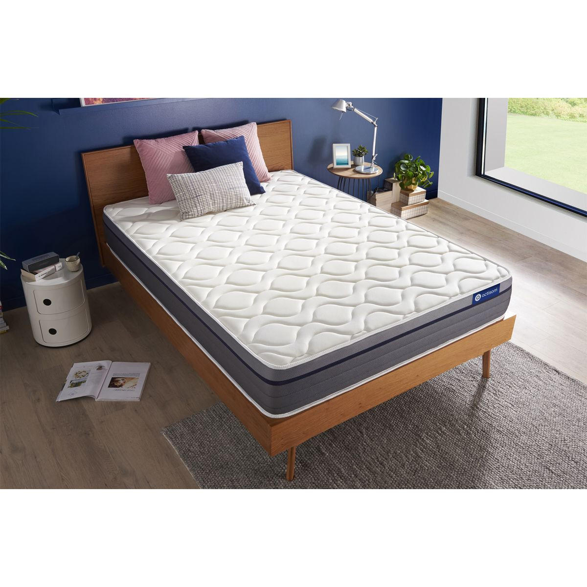 MATRATZE Actiflex zen Taschenfederkern und Memory-Schaum 90 x 200 cm h1 - Weiß, Textil (90/200cm) - ACTISOM