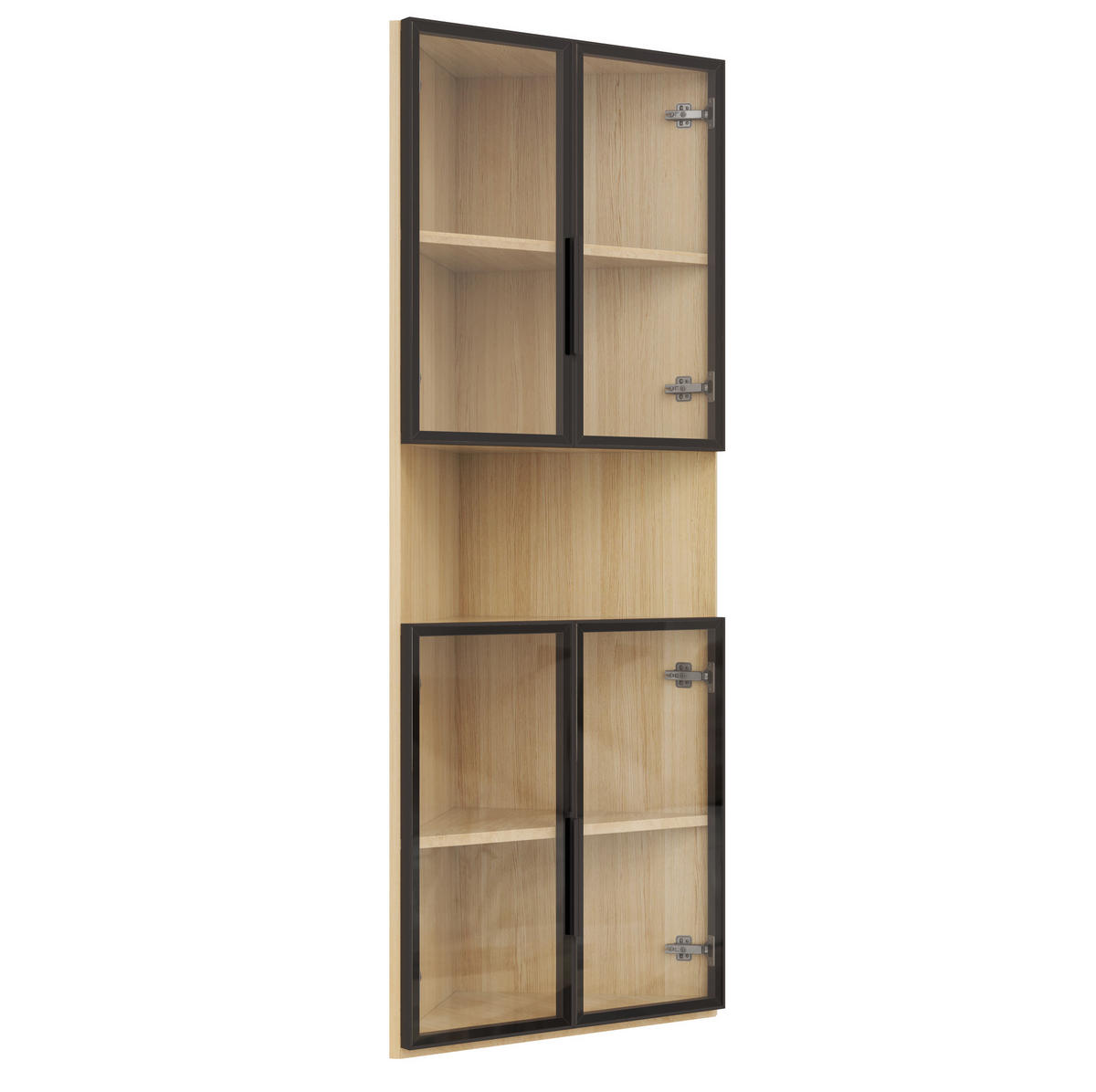VITRINE mit LED-Beleuchtung 62x32x160 cm MDF Eichenoptik - Braun, Holzwerkstoff (32/160/62cm) - Beauniv