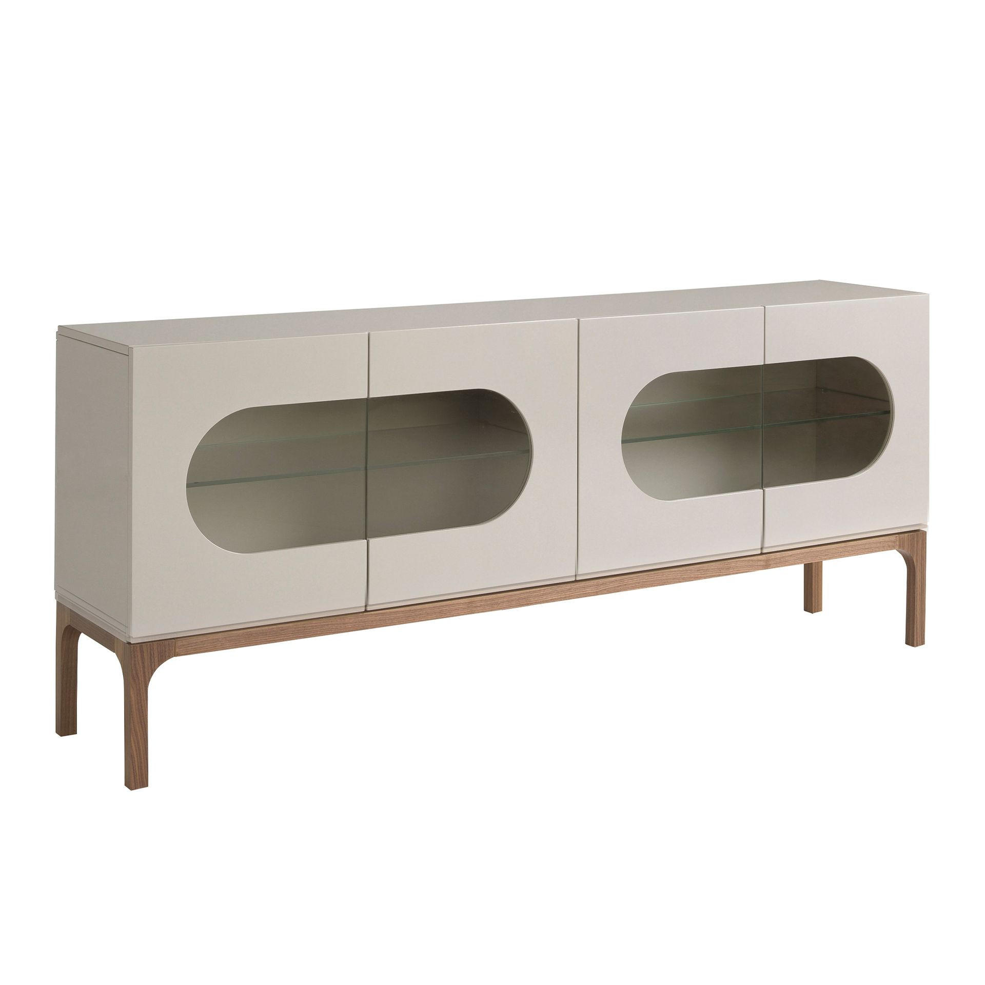 SIDEBOARD Sideboard aus grauem und Walnussholz mit Innenbeleuchtung 180/41/75 cm - Walnussfarben/Grau, Holzwerkstoff (180/75/41cm) - ANGEL CERDA