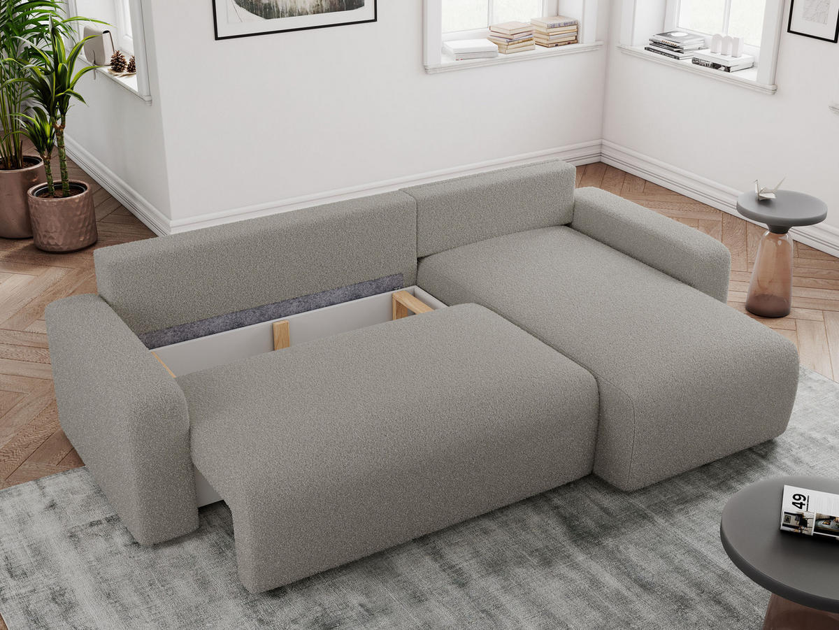 ECKSOFA ARGOS Grau Boucle - Schwarz/Grau, Kunststoff/Textil (245/150cm) - MKS