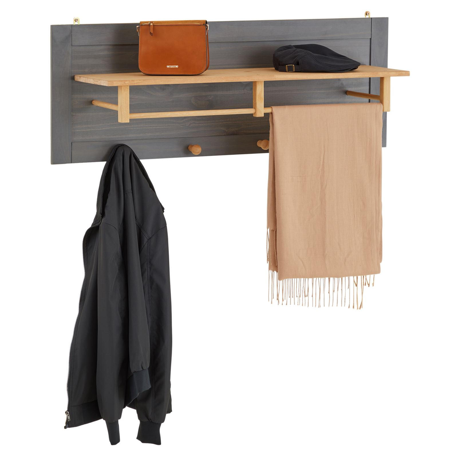 WANDGARDEROBE BOLTON - Anthrazit/Grau, Holz (109/40/27cm) - IDIMEX
