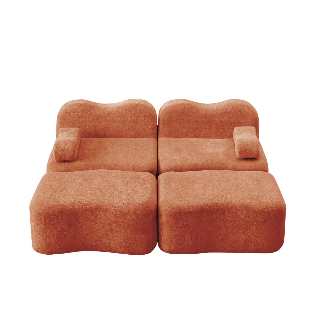 2-SITZER-SOFA DE-34348 mit 2 Ottomans Orange - Orange, Textil (167/70/192cm) - ComfortXL