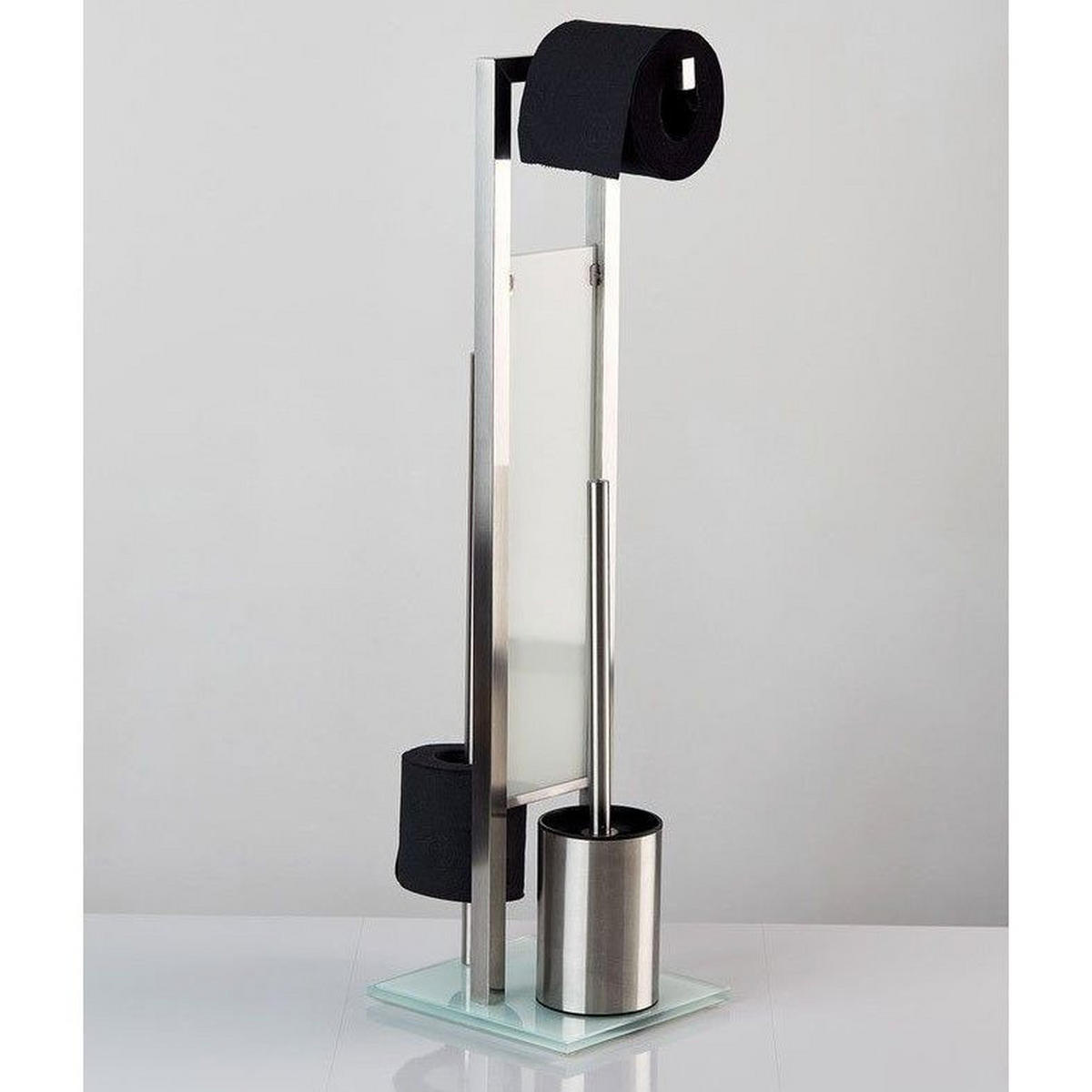 STAND-WC-GARNITUR Edelstahl matt Rivalta 18/23/70 cm - Silberfarben, Metall (23/70/18cm) - Wenko