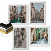WANDBILDER 4er-Set - 50x50 cm & 40x60 cm Weißer Rahmen - Venezianische Straßen Wasserarchitektur - Weiß, Kunststoff (50/50cm) - ArtPrintCave