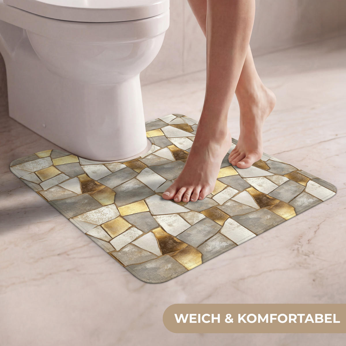 WC PŘEDLOŽKA Mozaika - Mramor - Zlato 55x60 cm - šampaňská, textil/plast (55/1cm) - OnlyWow