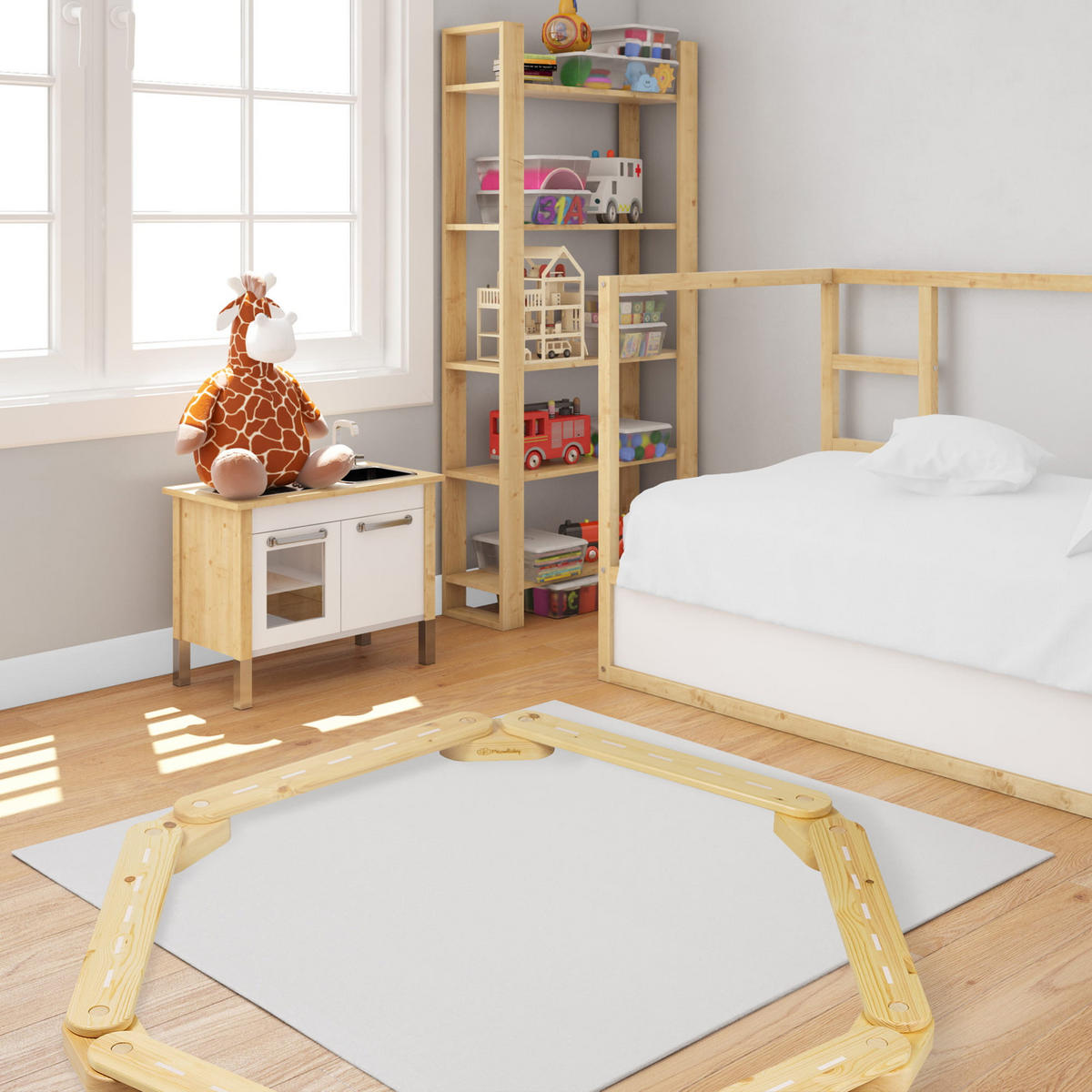 BALANCIERBALKEN für Kinder, Natur - Beige, Holz (68/10/68cm) - MeowBaby