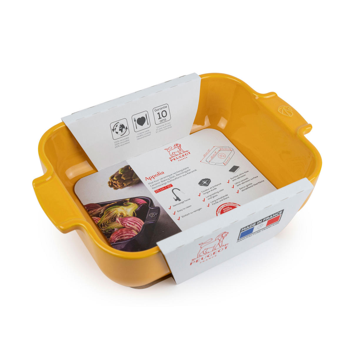 AUFLAUFFORM Keramik Appolia 25cm Rechteckig Safrangelb Spülmaschinenfest - Gelb, Keramik (16.8/25/6.2cm) - PEUGEOT