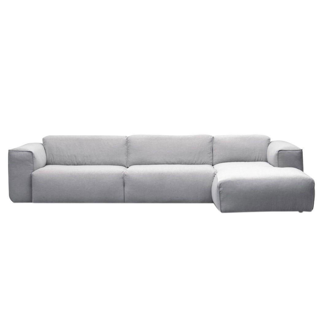 3-SITZER ECKSOFA mit Longchair - Hellgrau/Schwarz, Textil (317/173cm) - home24