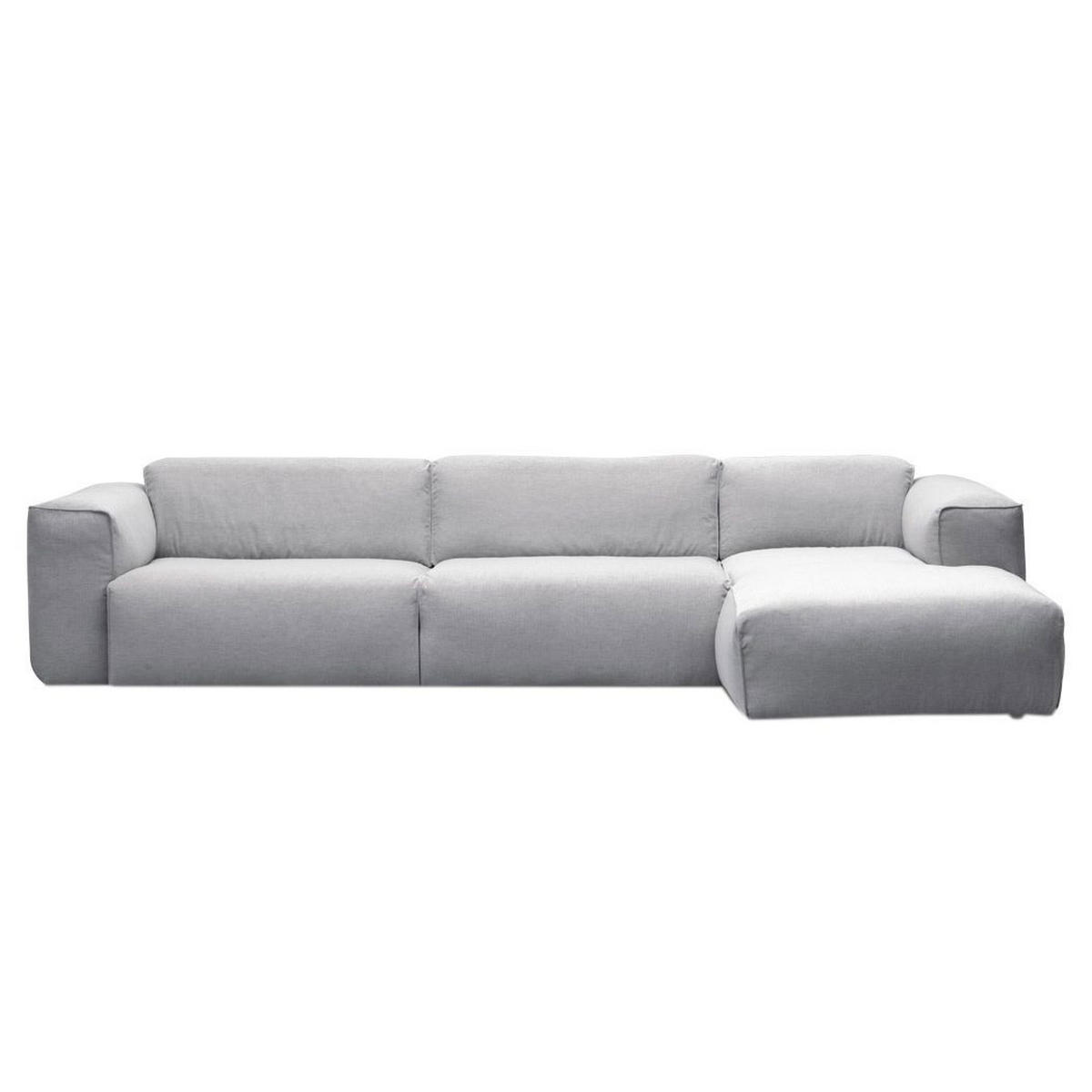3-SITZER ECKSOFA mit Longchair - Hellgrau/Schwarz, Textil (317/173cm) - home24