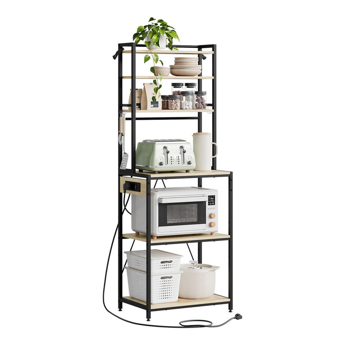 KÜCHENREGAL Steckdose 60x167x40 cm Eiche Standregal - Eichefarben, Metall (60/167/40cm) - Kaket