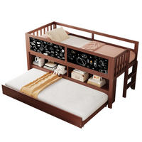 KINDERBETT 90/200 cm mit Rollbett, Stauraum und Tafeloberflächen in Braun - Braun, Holz (90/200cm) - BEAOK