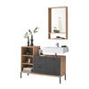 BADMÖBEL-SET Ewa 117x38x190 Asteiche/Flamed Wood Black - Schwarz, Holzwerkstoff (117/190/38cm) - 58aufmkessel