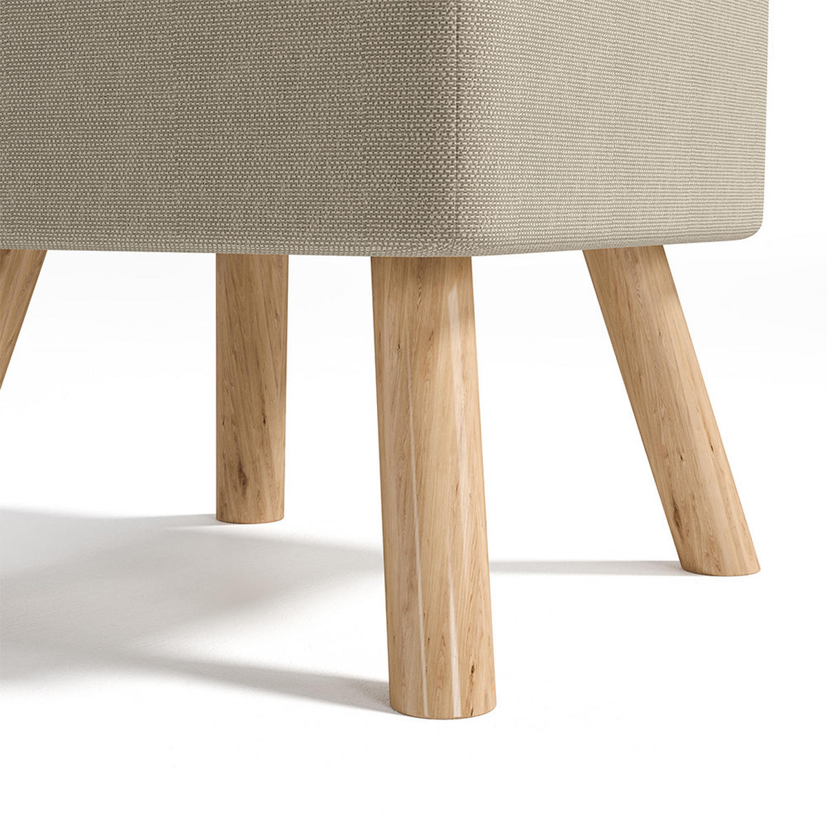 POLSTERHOCKER 39.5/39.5/40 cm Quadratisch Eichenholzbeine Leinen Beige - Beige/Naturfarben, Eichenholz/Holz (39.5/40/39.5cm) - Livingandhome