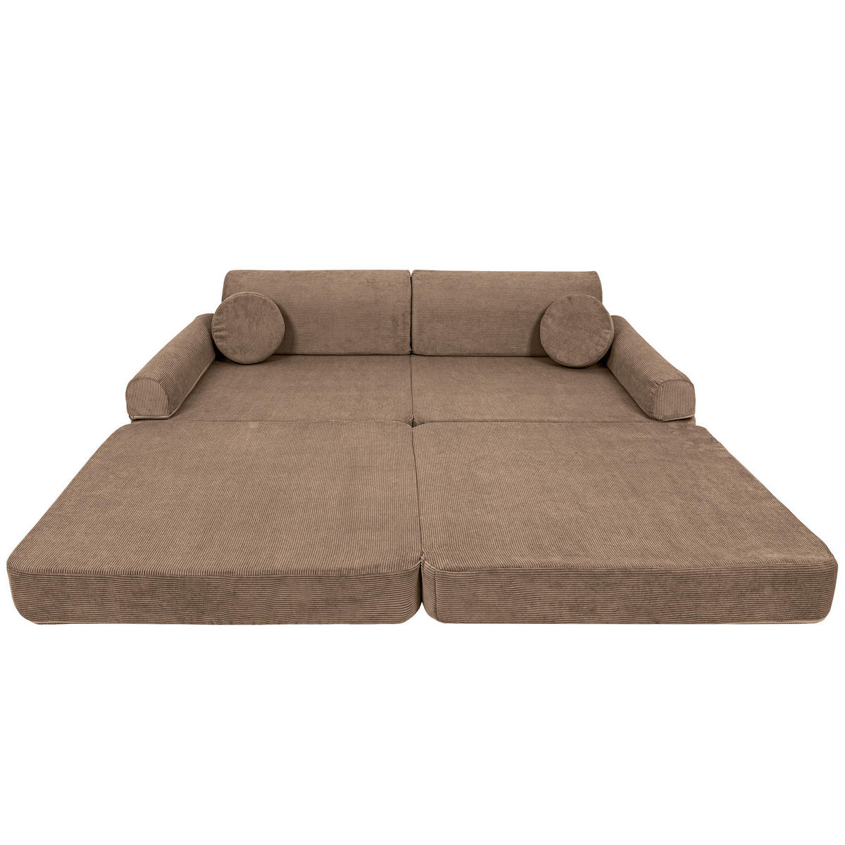 KINDERSOFA, Slimcord, Braun - Hellbraun, Textil (160/24/80cm) - MeowBaby
