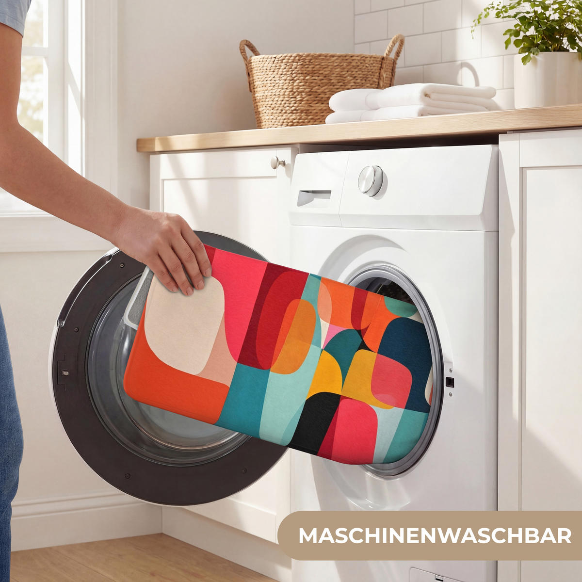 KOUPELNOVÁ PŘEDLOŽKA Tvary - barevné - abstraktní - letadla 60x40 cm - různobarevná, textil/plast (60/40cm) - OnlyWow