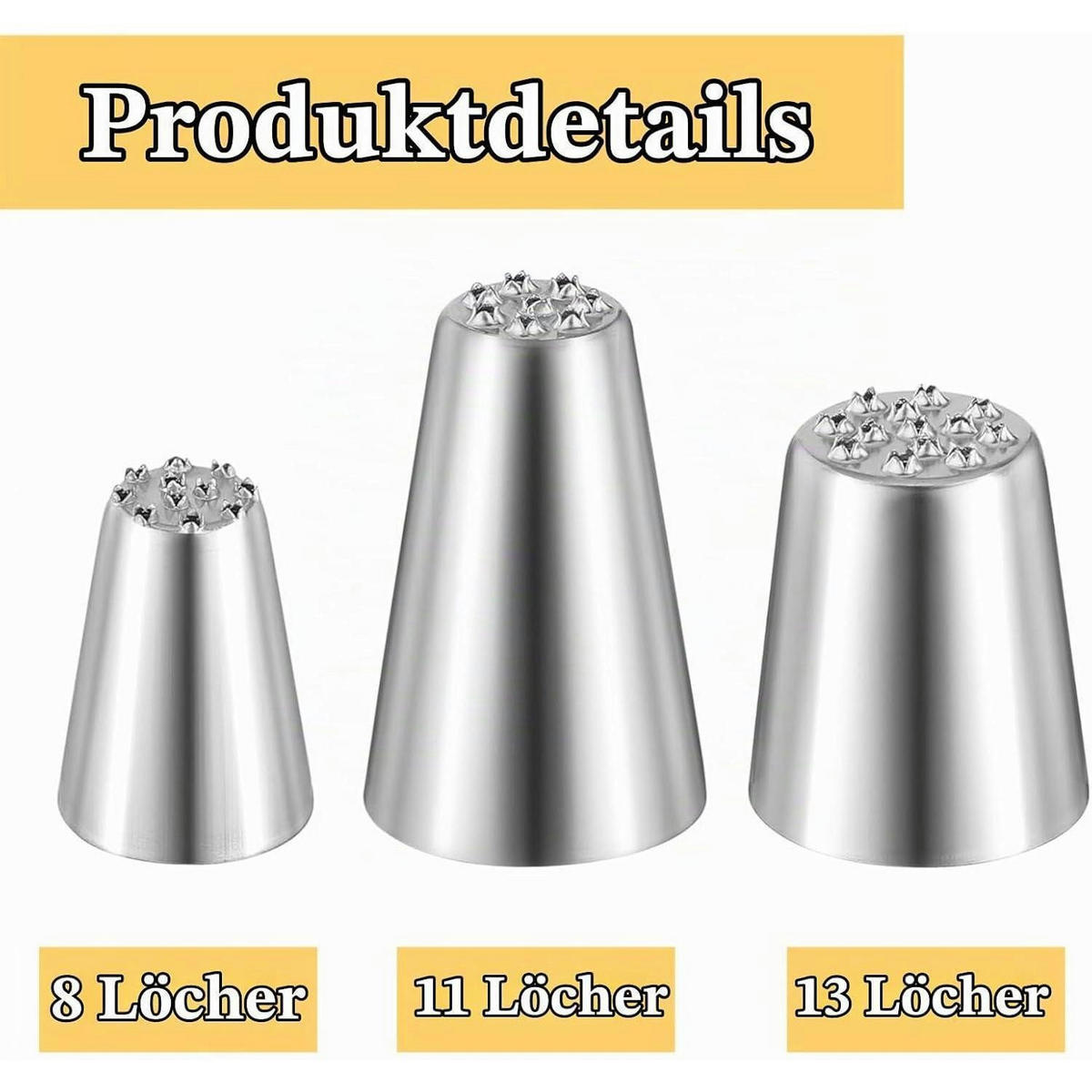 SPRITZTÜLLEN Set 3-teilig Edelstahl - Silberfarben, Metall (1/1/1cm)