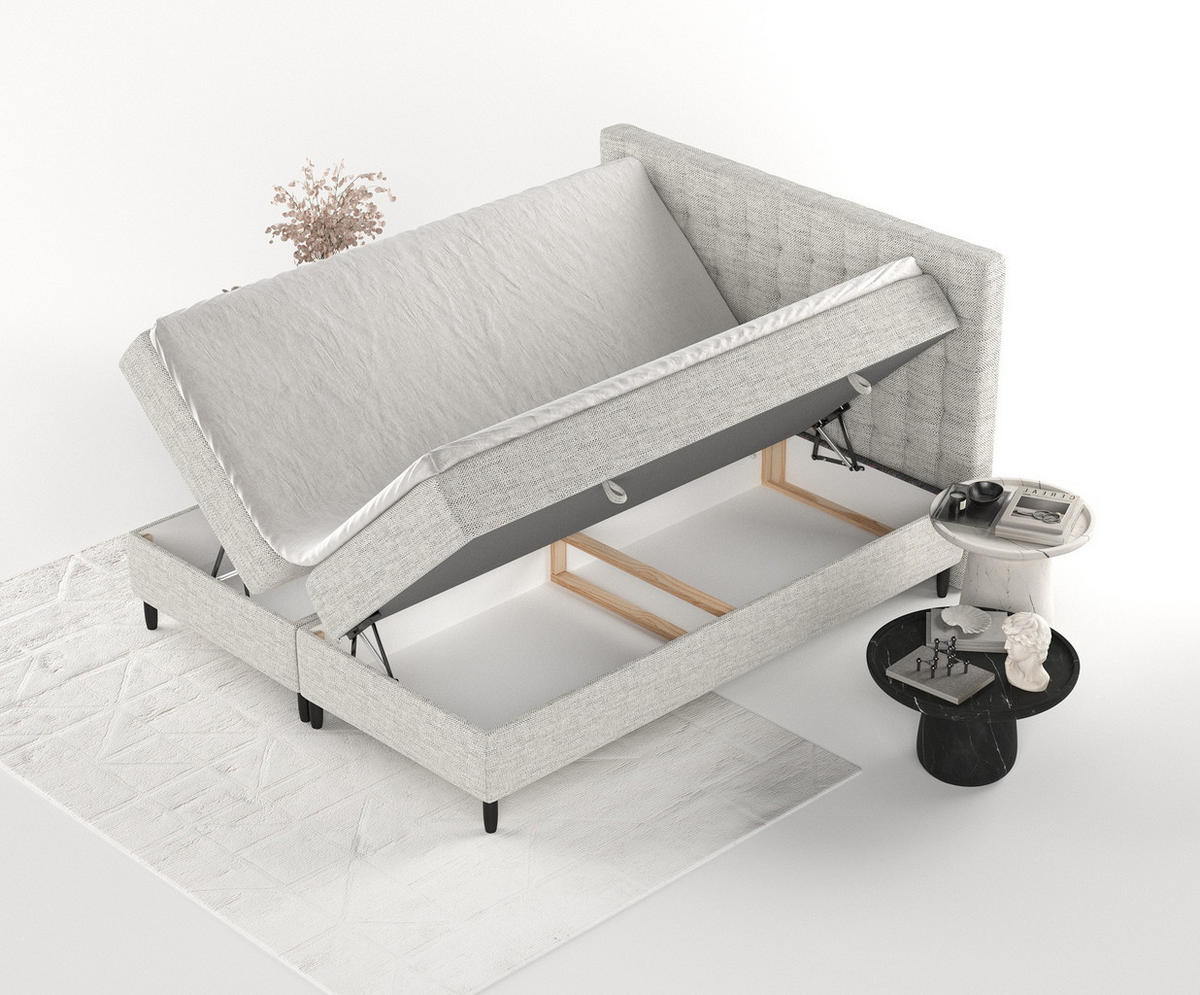 BOXBETT Divine Grau 180/200 cm - Schwarz/Grau, Holz/Holzwerkstoff (180/200cm) - Maison de Reve