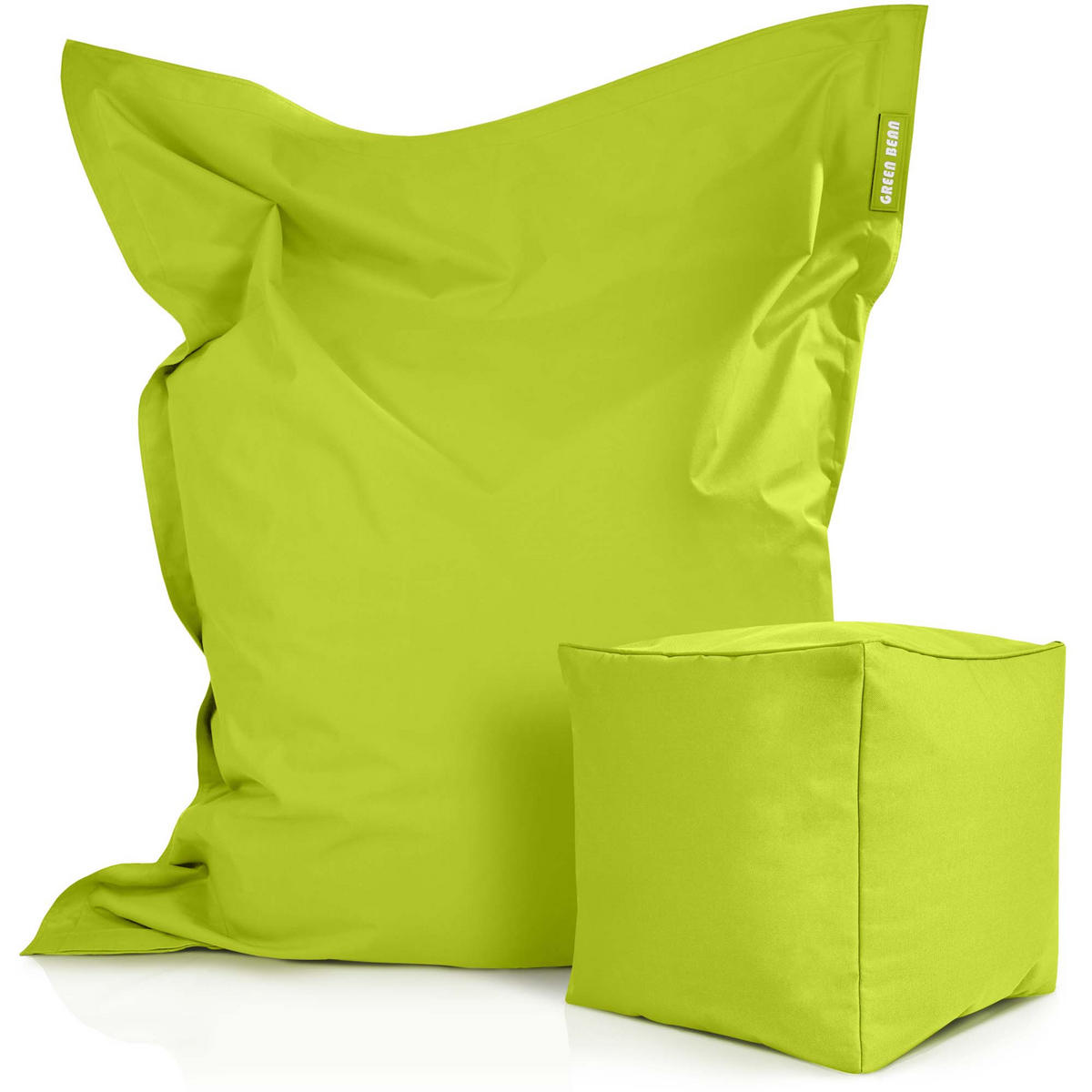 XXL-SITZSACK + Pouf 2er Set - 140x180cm - Hellgrün, Textil (140/25/180cm) - Green Bean