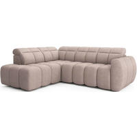 ECKSOFA mit elektrischem Sitzvorschub, Bettkasten und verstellbare Kopflehnen - Beige, Naturmaterialien/Textil (258/208cm) - Eltap