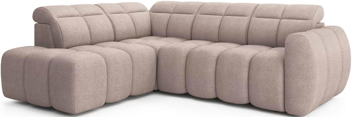 ECKSOFA mit elektrischem Sitzvorschub, Bettkasten und verstellbare Kopflehnen - Beige, Naturmaterialien/Textil (258/208cm) - Eltap