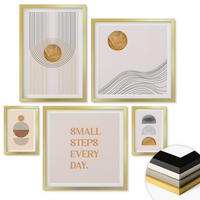 WANDBILDER 5er Set - 50x50 cm & 20x30 cm & 40x60 cm Goldrahmen - Herbstfarben Seerosenteich - Goldfarben, Kunststoff (40/60cm) - ArtPrintCave