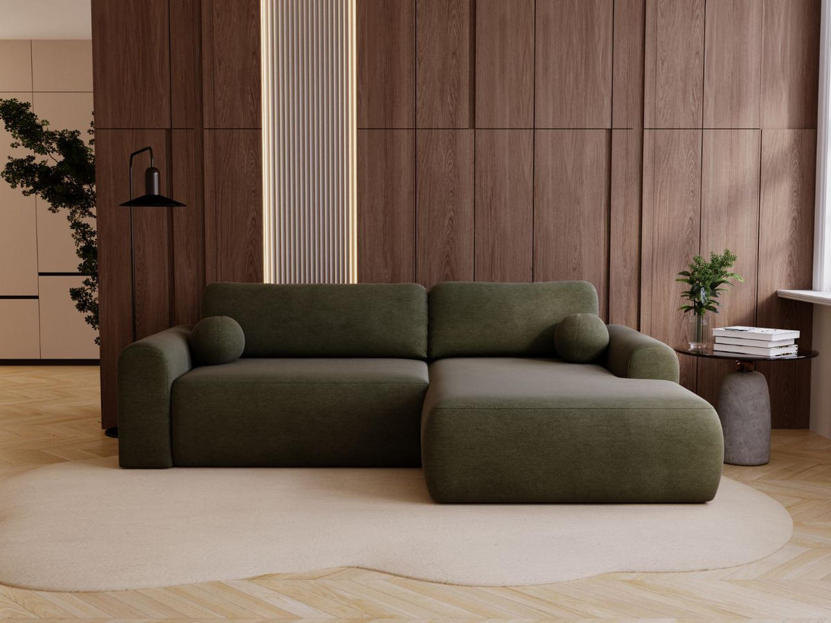 ECKSOFA Savana Grün Rechts - Grün, Holz/Textil (177/257cm) - Graingold
