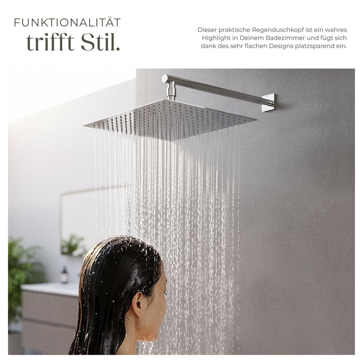 REGENDUSCHKOPF , 1/2 Zoll Gewinde, silber - Silberfarben, Metall (30/4.5/30cm) - tectake