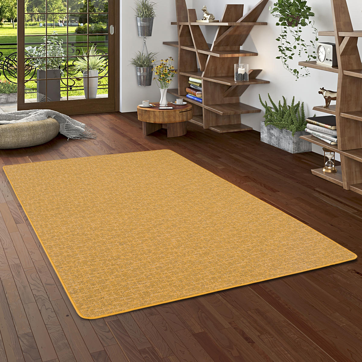 SCHLINGEN DESIGNER TEPPICH NIVA - Currygelb, Textil (133/133cm) - Snapstyle