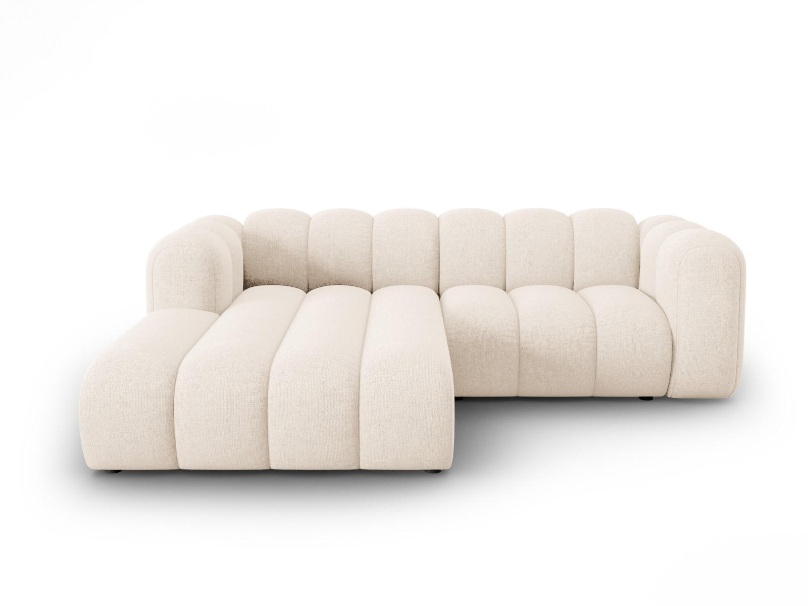 ECKSOFA modular links Lupine aus Chenille-Stoff leichtes beige 3 Sitzplätze - Creme, Textil (177/230cm) - Micadoni