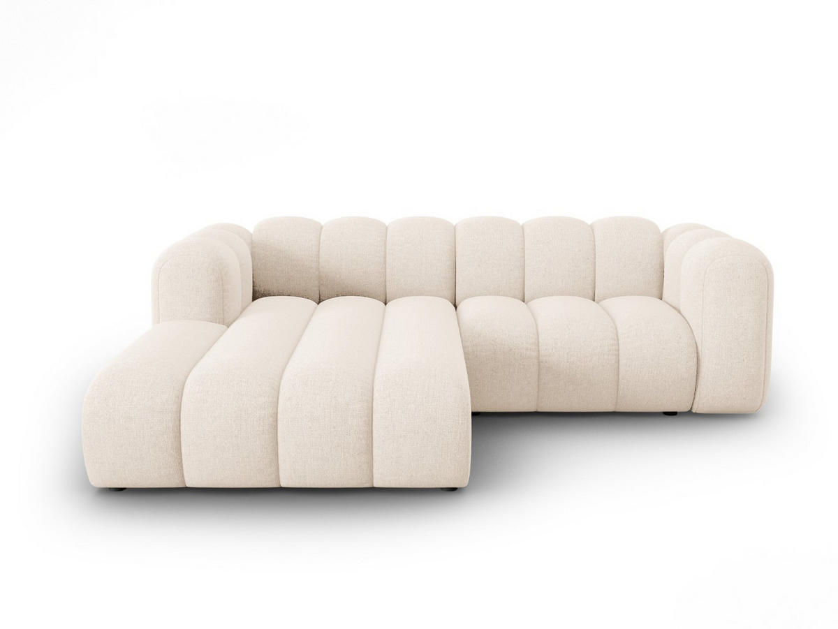 ECKSOFA modular links Lupine aus Chenille-Stoff leichtes beige 3 Sitzplätze - Creme, Textil (177/230cm) - Micadoni