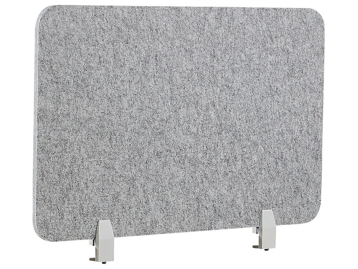 SCHREIBTISCHTRENNWAND 80 x 50 cm Hellgrau Split - Grau, Textil (80/50/1cm) - Beliani