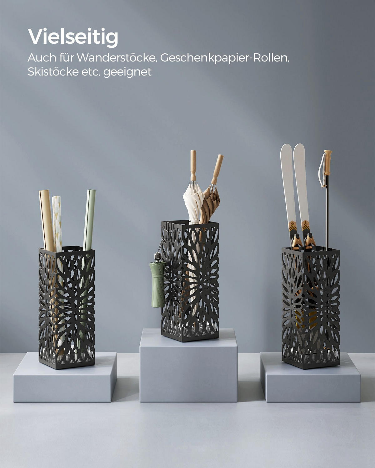 REGENSCHIRMSTÄNDER SANTO DOMINGO - Schwarz, Kunststoff (15.5/41/15.5cm) - Hansiro