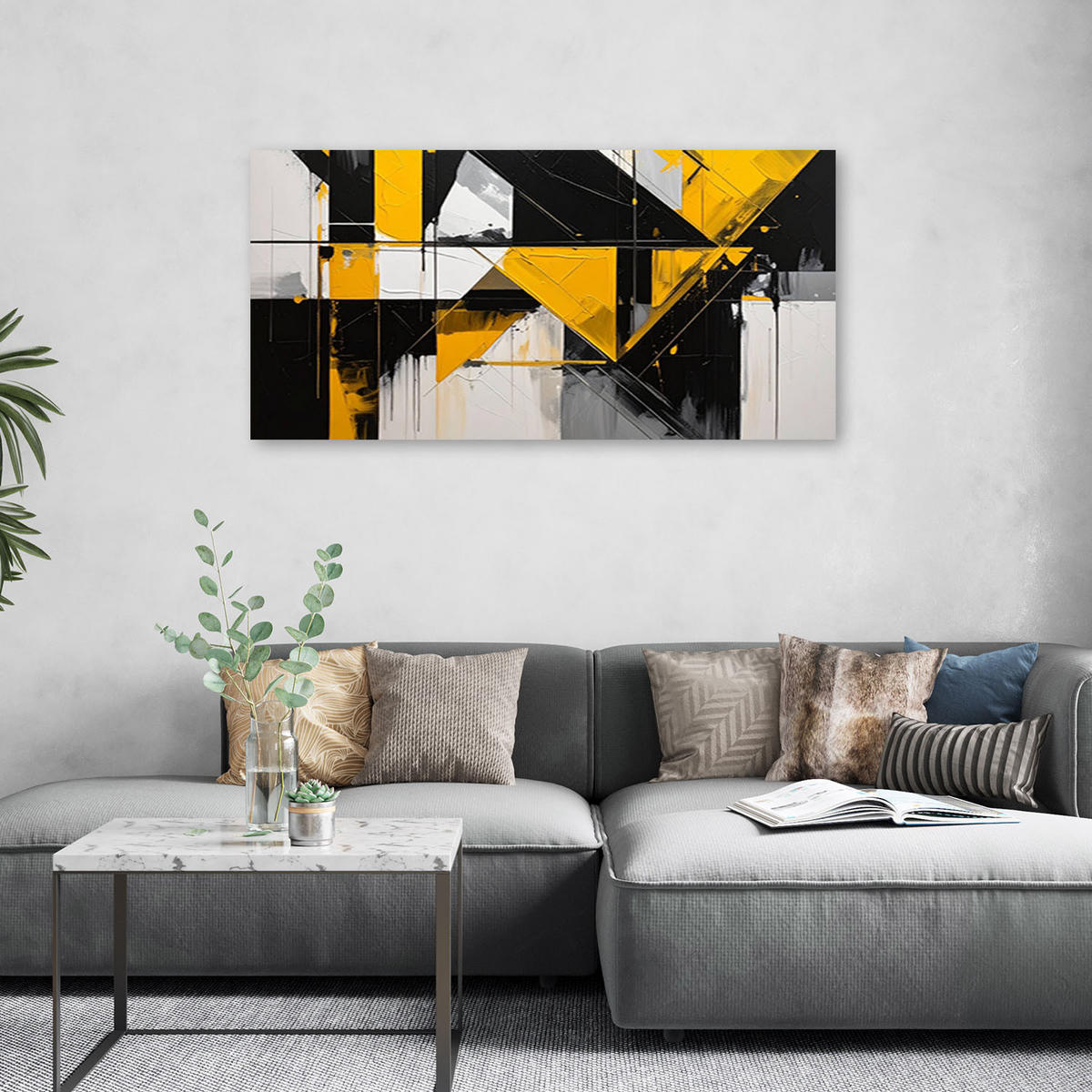 LEINWANDBILD 3D und geometrisch 120x60cm - Gelb, Textil (120/60cm) - Feeby