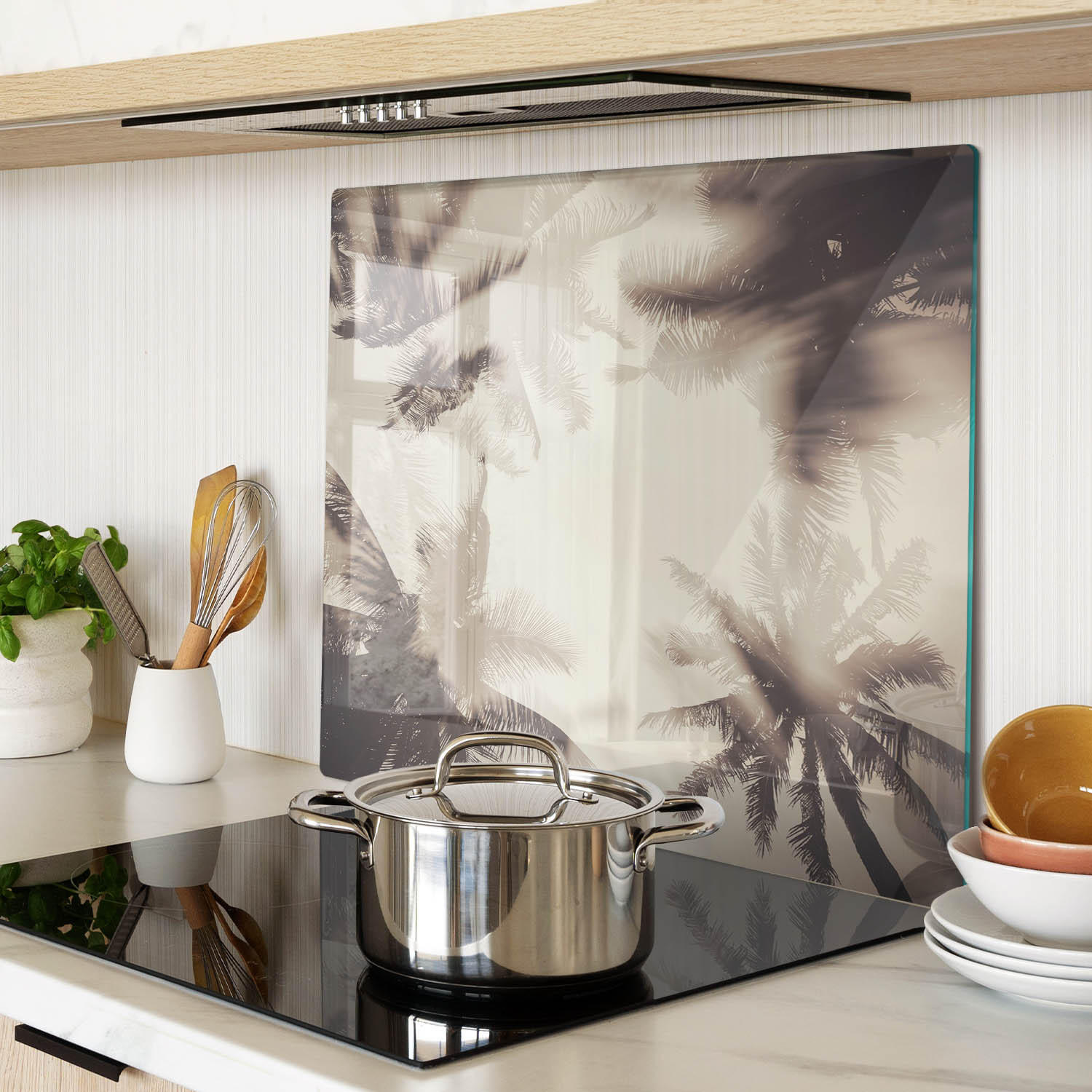 GLASPLATTE 60x52 cm Palmen - Beige, Glas (60/0.4/52cm) - TULUP