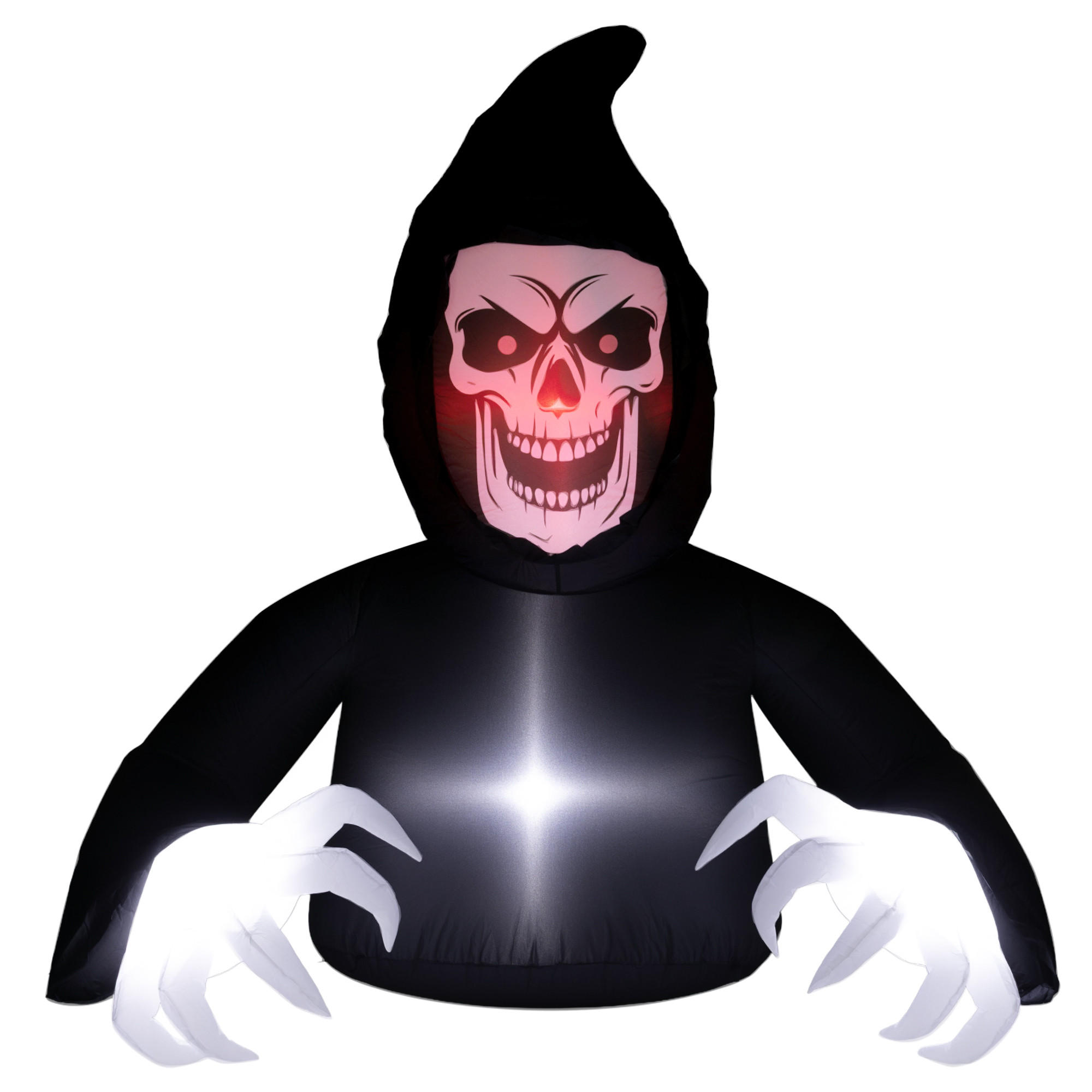 AUFBLASBARER Sensenmann, Halloween-Dekoration mit LED-Lichtern, für Outdoor - Schwarz, Textil (115/180/190cm) - Outsunny