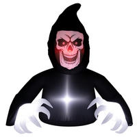 AUFBLASBARER Sensenmann, Halloween-Dekoration mit LED-Lichtern, für Outdoor - Schwarz, Textil (115/180/190cm) - Outsunny