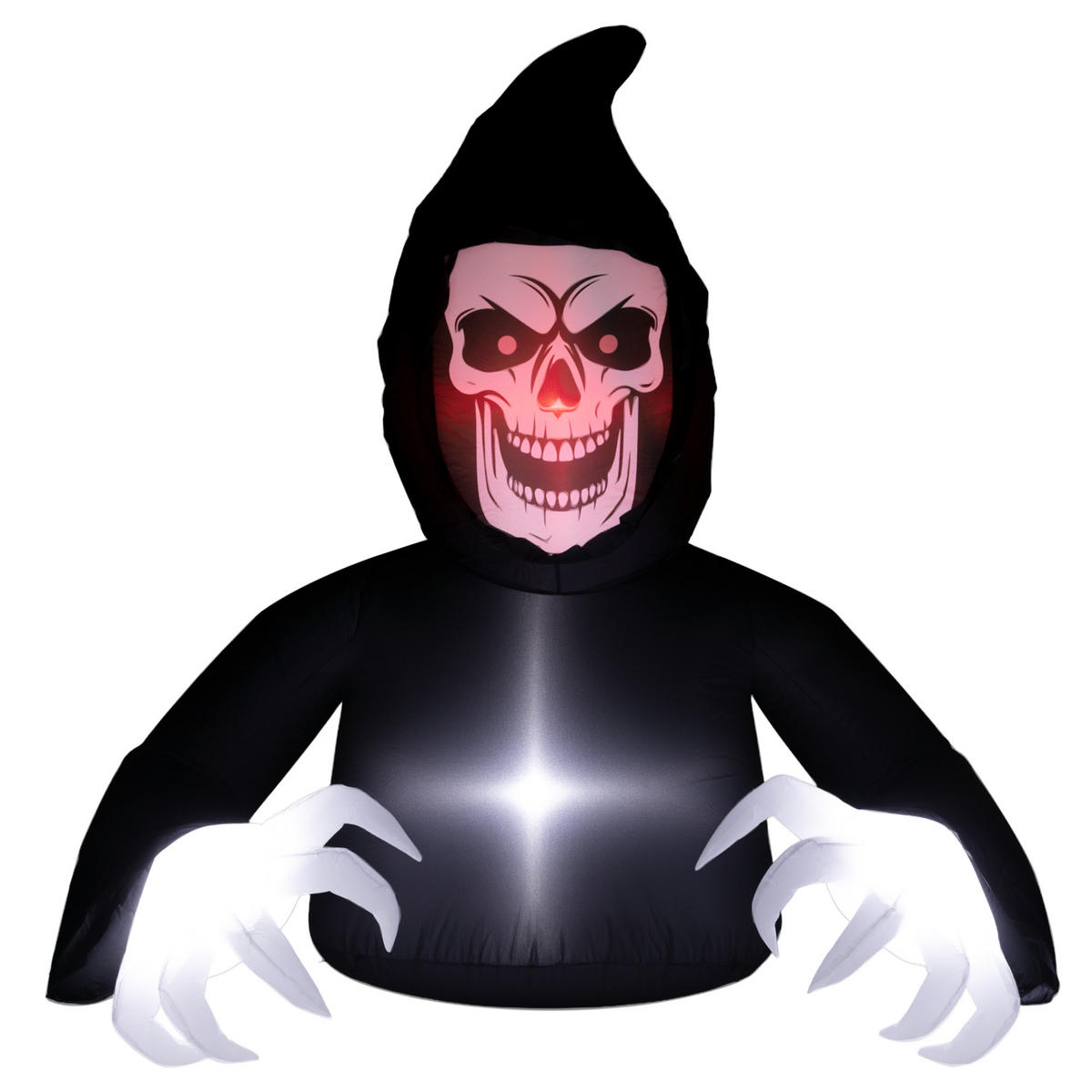 AUFBLASBARER Sensenmann, Halloween-Dekoration mit LED-Lichtern, für Outdoor - Schwarz, Textil (115/180/190cm) - Outsunny
