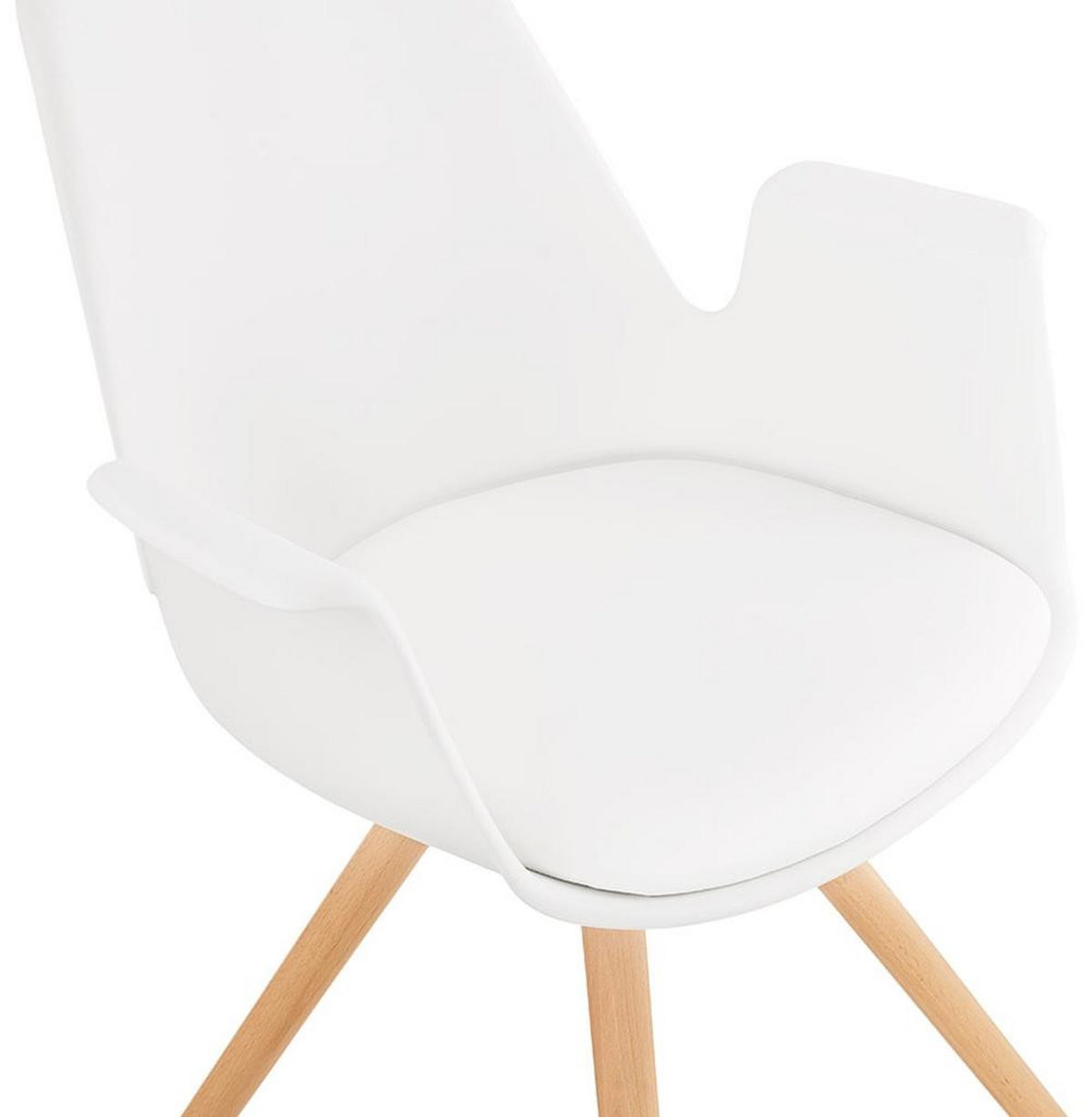 ESSZIMMERSTUHL Kunststoff und Holz im Skandinavischen Stil, Weiß-Beige 58,5x50x82 cm - Beige/Weiß, Kunststoff/Buchenholz (50/82/59cm) - KADIMA DESIGN