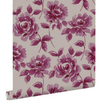 TAPETE Aquarell gemalte Rosen 53 cm x 10.05 m - Braun, Papier (53/1000cm) - ESTAhome
