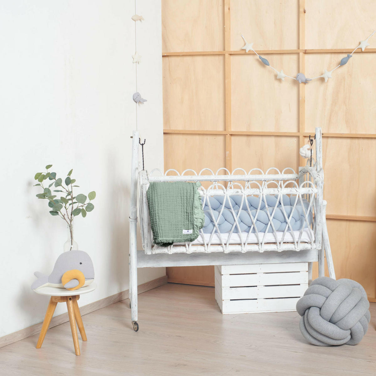MUSSELINDECKE Mint Fransen - Mintgrün, Textil (80/80cm) - nordic coast company