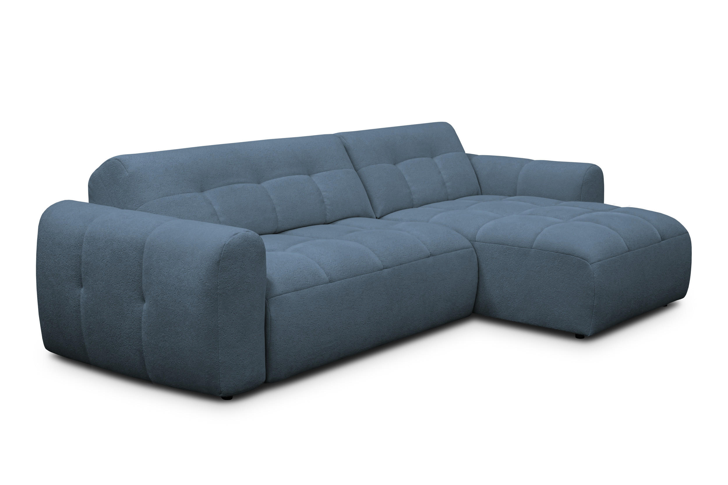ECKSOFA LUMERO 4-Sitzer RECHTS, marineblau - Blau/Schwarz, Holz/Textil (275/166cm) - Courtois Laville