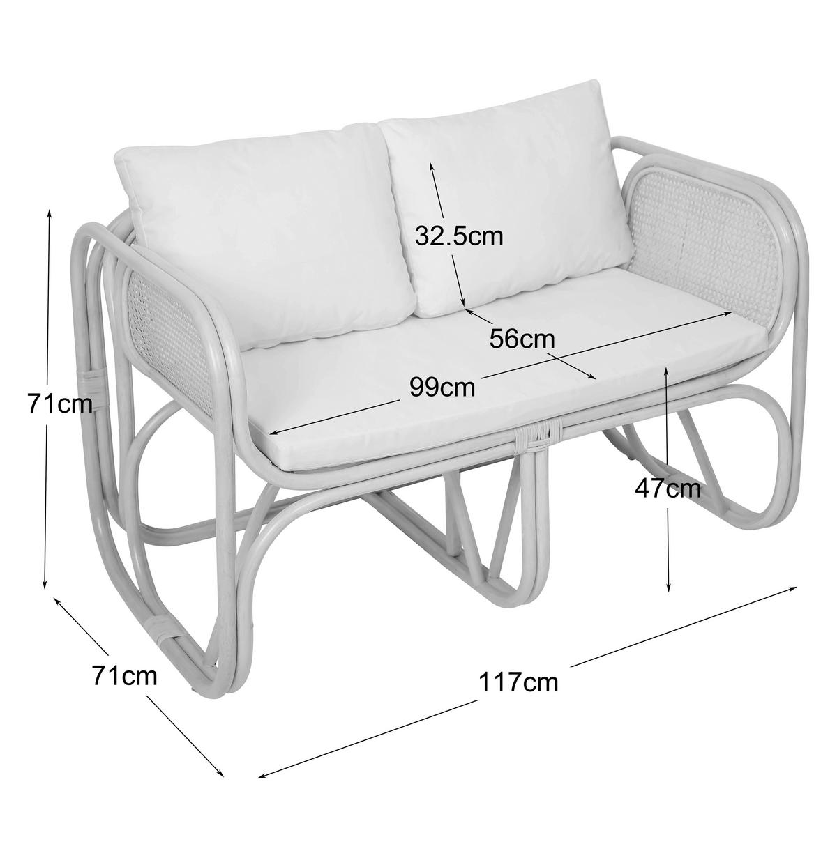SOFA Rattan Beige - Beige, Holz (117/71/73cm) - Nordlys
