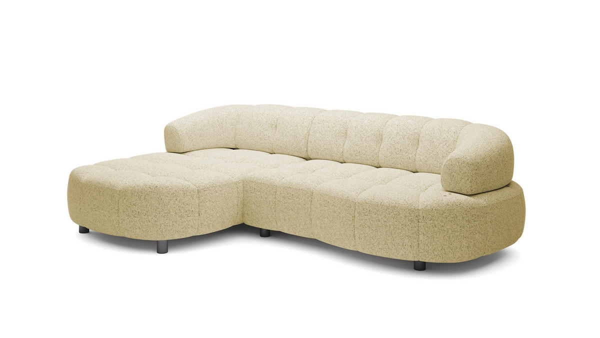 ECKSOFA WESPER S - Eckcouch Mit Elektrischer Sitzverstellung, L-förmig, Freistehend, Relaxfunktion, 183x284x79cm Linke, Sand - Sandfarben, Holz/Textil (113/284cm) - DomoHome