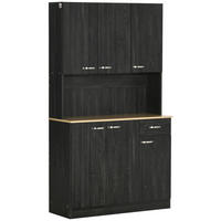 KÜCHENSCHRANK Schwarz, 6 Türen, 1 Schublade, 101/39/180 cm - Schwarz, Holzwerkstoff (101/180/39cm) - PANGIVO