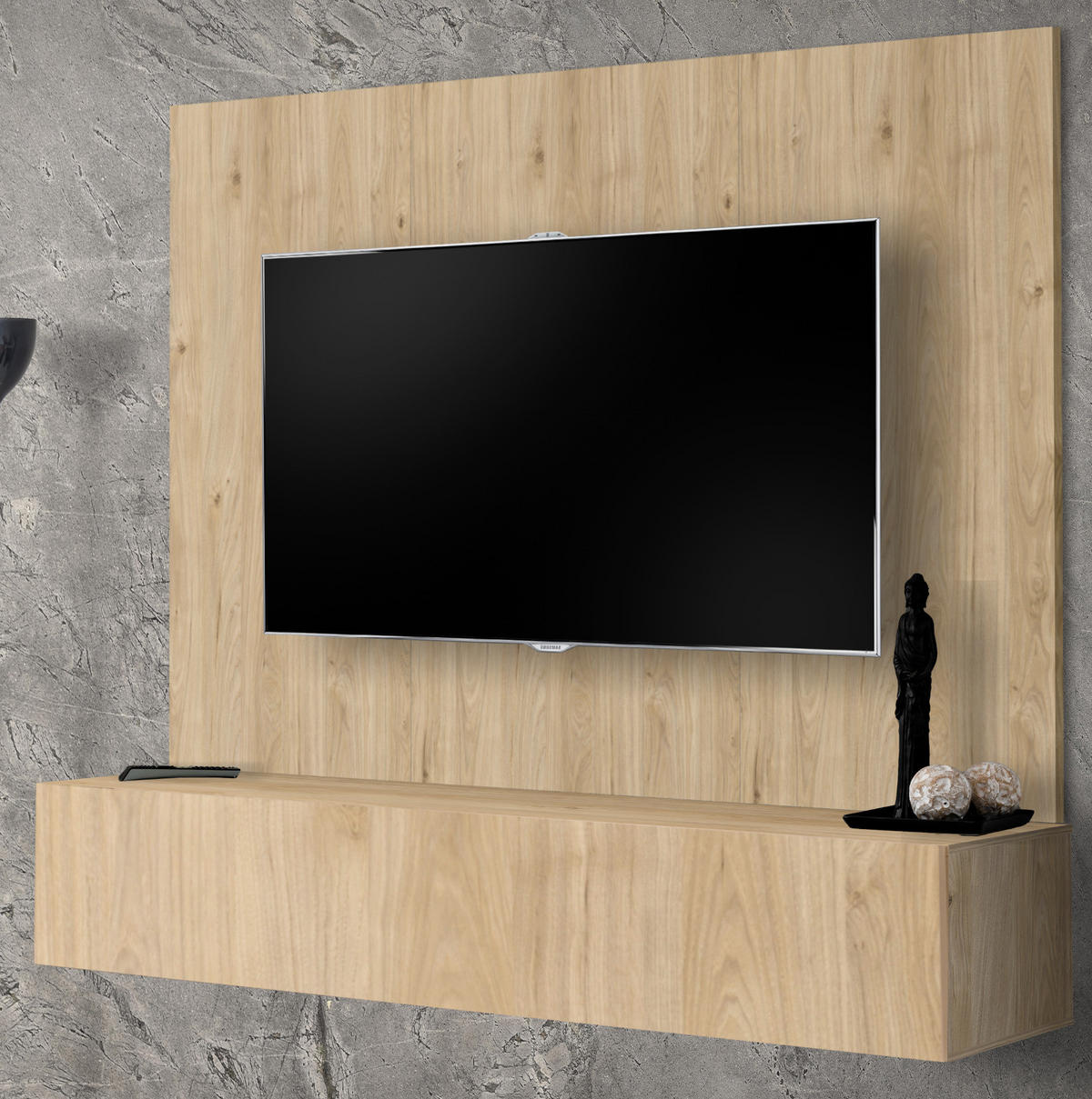 TV-LOWBOARD Eiche Jackson 160 cm, TV Unterschrank hängend mit Wandpaneel - Eichefarben, Holzwerkstoff (160/148/40cm) - Inn.Furn