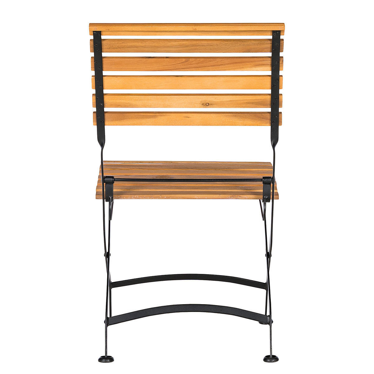 GARTENSTUHL - Akazie massiv / Stahl - Akazie / Schwarz - 2er-Set - Schwarz/Akaziefarben, Holz/Metall (43/89/52cm) - home24