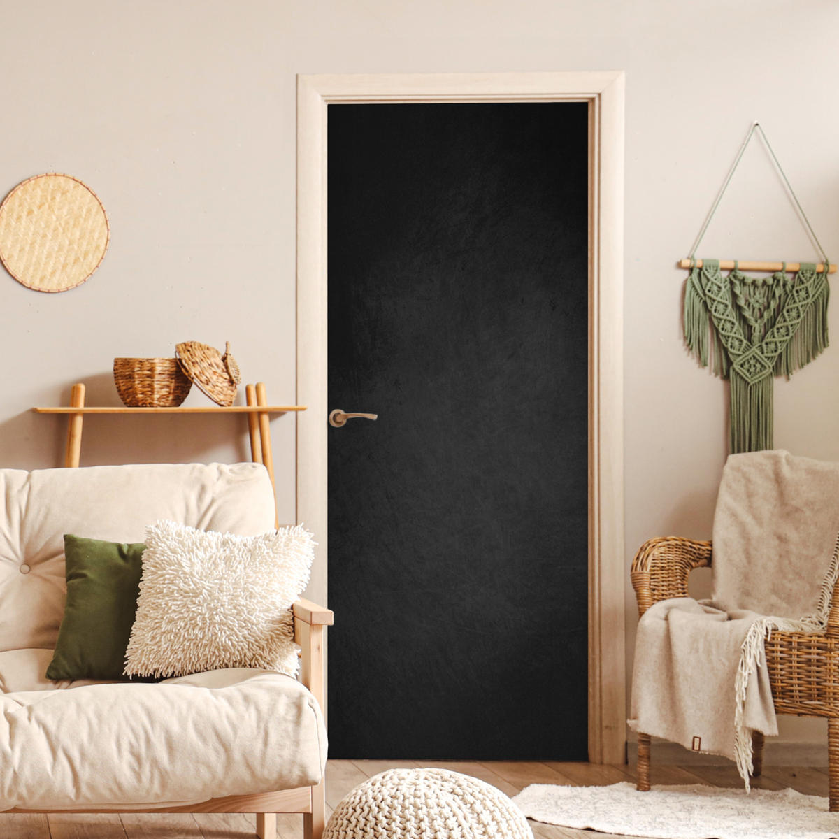 NALEPKA ZA VRATA Enobarvno 75x205 cm - temno siva, umetna masa (75/0.1cm) - MuchoWow